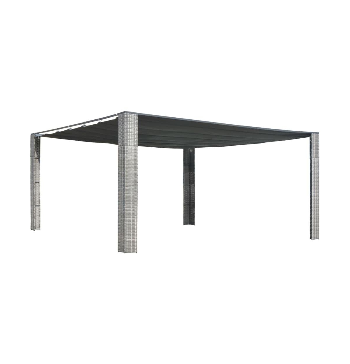 Gazebo with Sliding Roof Poly Rattan 157.4"x157.4"x78.7" Gray and Anthracite - Grey