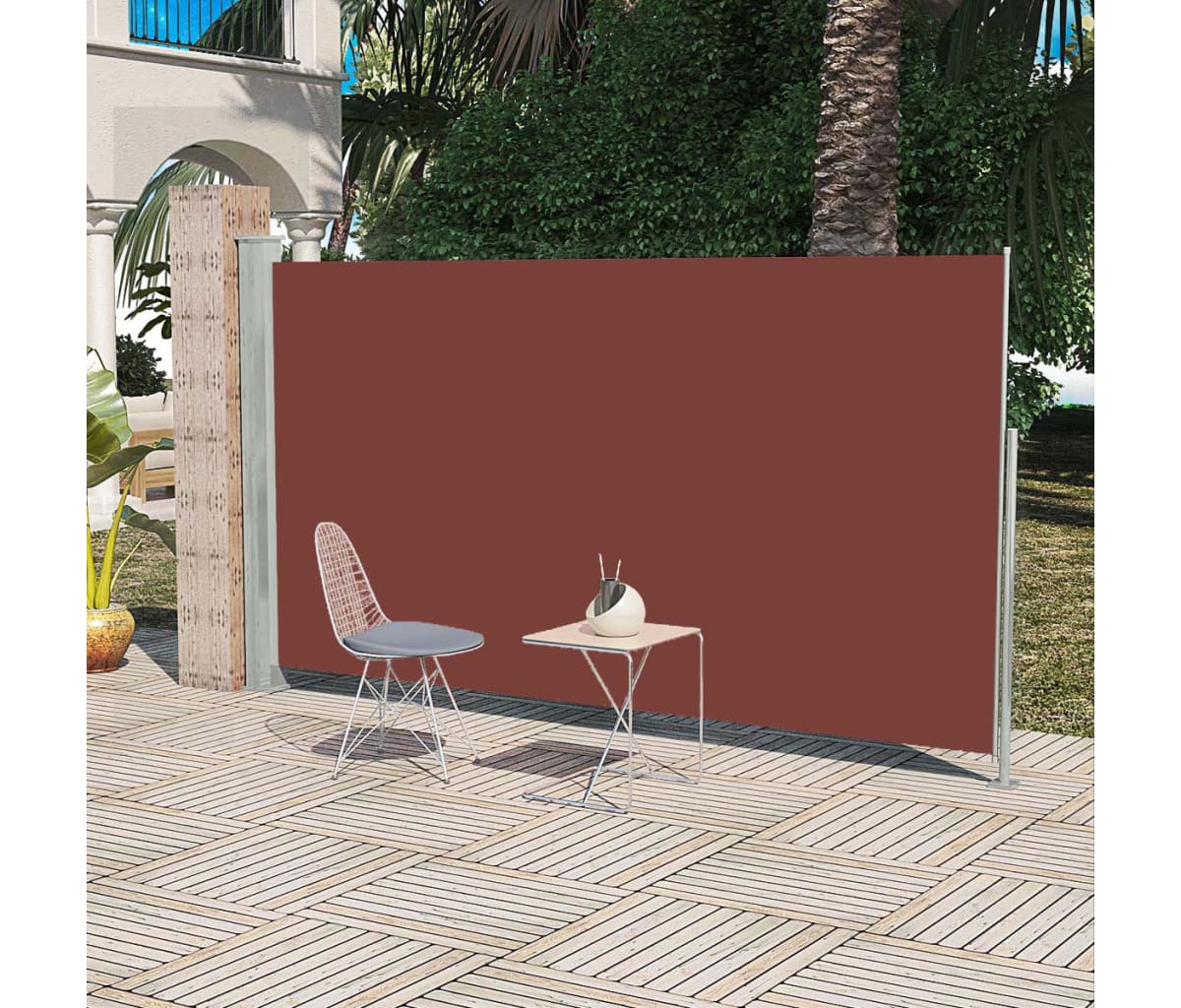 vidaXL Patio Retractable Side Awning 63"x118" Brown