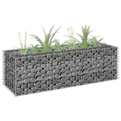Gabion Raised Bed Silver Galvanized steel 35.4 x 11.8 x 11.8 in