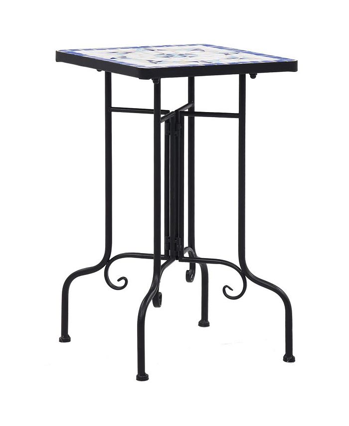 vidaXL Mosaic Side Table Blue and White Ceramic Macy's