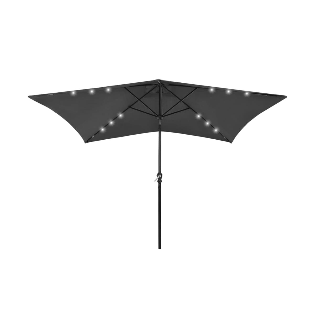 Parasol with LEDs and Steel Pole Anthracite 6.6'x9.8' - Dark Grey