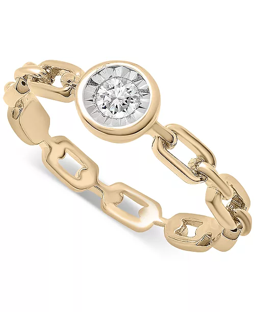 Diamond Chain Link Ring in Gold Vermeil