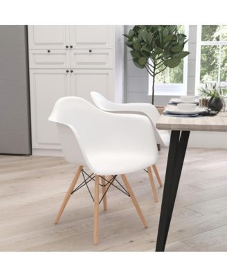 Alda Series Polypropylene Accent Chair With Gently Curved Arms And Metal Braced Wooden Legs