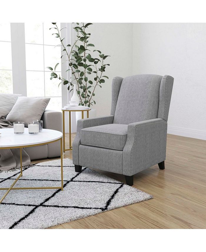 MERRICK LANE Mauro Contemporary Pushback Recliner With Accent Nail Trim