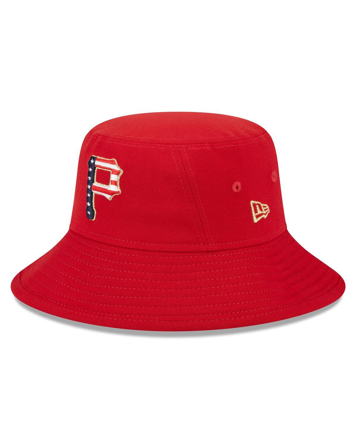 Shop New Era Men's  Red Pittsburgh Pirates 2023 Fourth Of July Bucket Hat