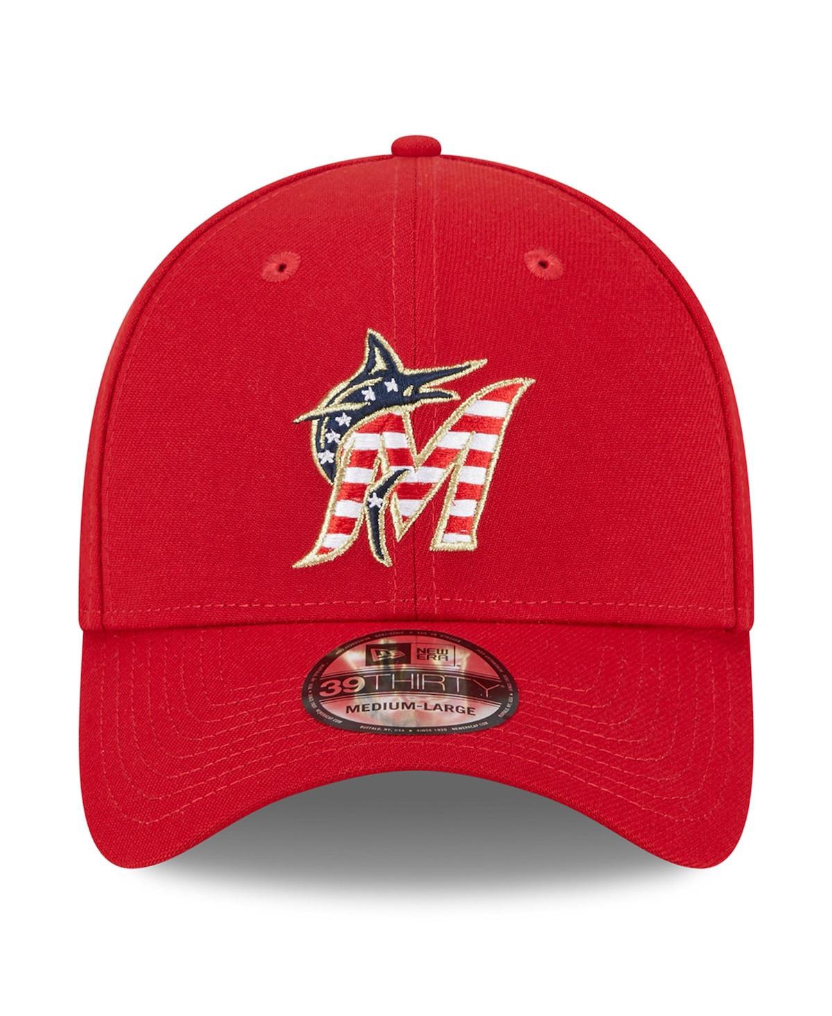 Men's New EraMiami Marlins 2023 Fourth of July 39THIRTY Flex Fit Hat - Red