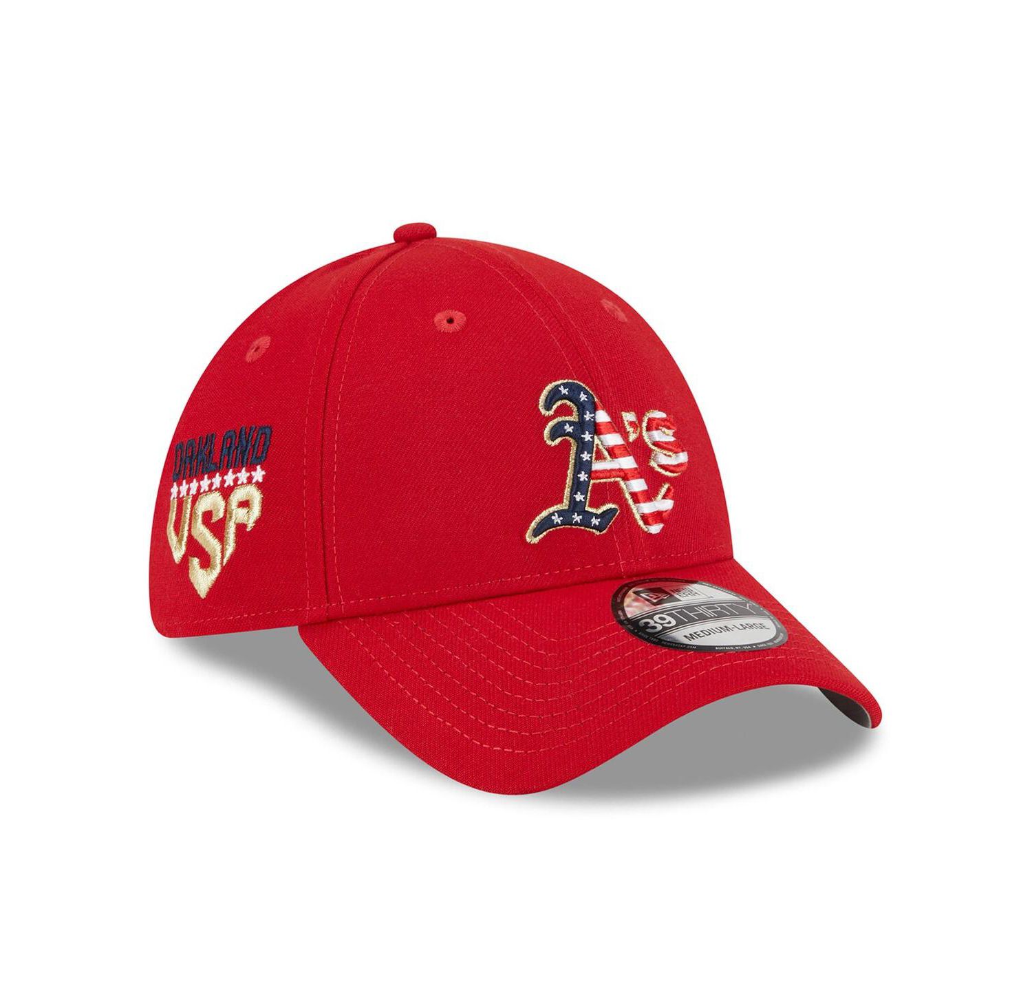Men's Red Oakland Athletics 2023 Fourth of July 39THIRTY Flex Fit Hat