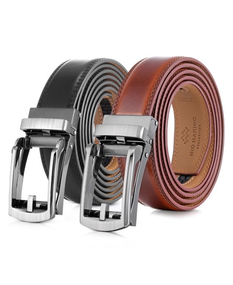 Мужские Mio Marino Men's Swank Hasp Leather 2 Pack Linxx Ratchet Belt
