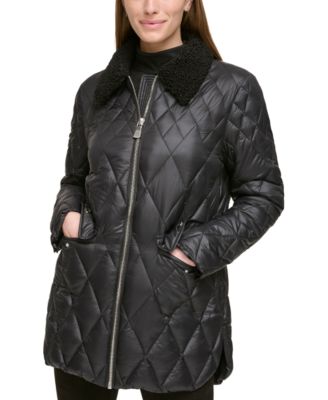Women's Faux-Fur-Collar Quilted Coat