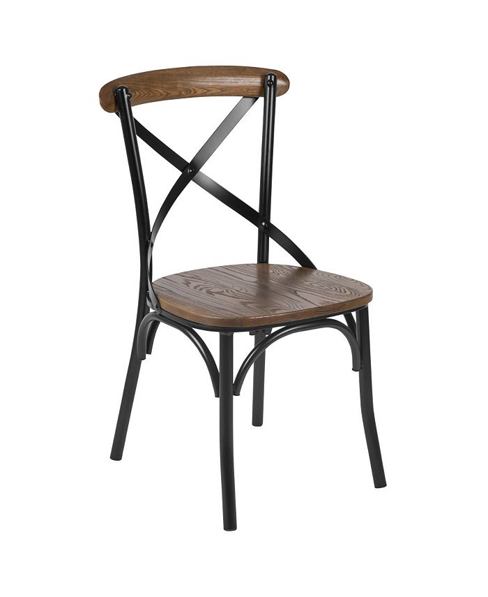 MERRICK LANE Tucker Series Industrial Style Black Metal XBack Dining