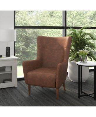 Regal Traditional Wingback Accent Chair, Upholstery And Wooden Frame And Legs