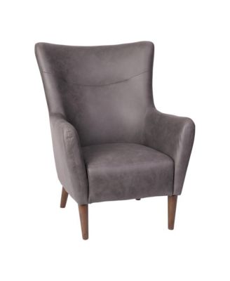 Regal Traditional Wingback Accent Chair, Upholstery And Wooden Frame And Legs