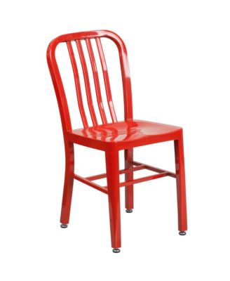 Santorini 18 Inch Galvanized Steel Indoor/Outdoor Dining Chair With Slatted Back And Powder Coated Finish