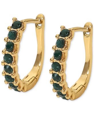 Heymaeve 18k Gold-Plated Small Cubic Zirconia Oval Hoop Earrings - Gold Emrld