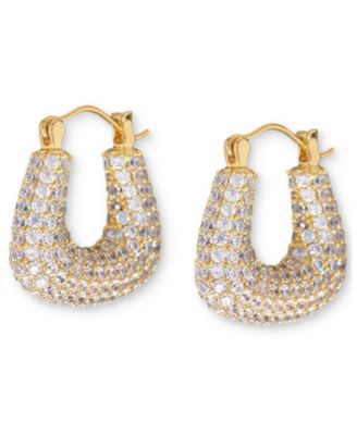 Heymaeve - 18k Gold-Plated Small Pav&eacute; Oval Hoop Earrings