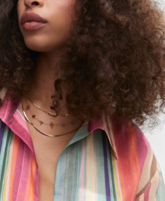 MANGO Women's Multi-Color Striped Shirt