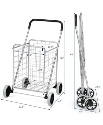 Folding Shopping Cart Utility Trolley Portable For Grocery Laundry Travel