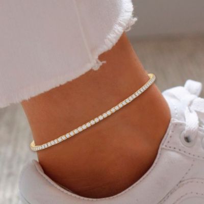Sterling Silver 2mm CZ Tennis Anklet