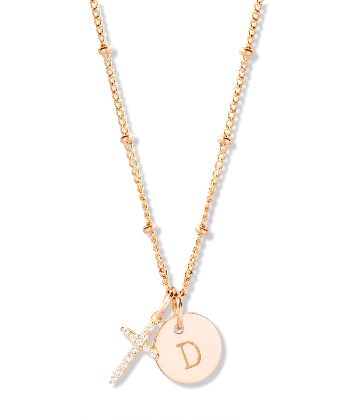 Brook & York "14k Gold" Josephine Initial Cross Pendant In Gold - D