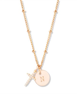 brook york 14k Gold Josephine Initial Cross Pendant - Gold - N 114$