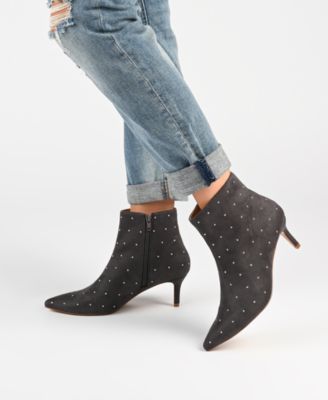 Women's Rossia Stud Embellished Pointed Toe Kitten Heel Dress Booties