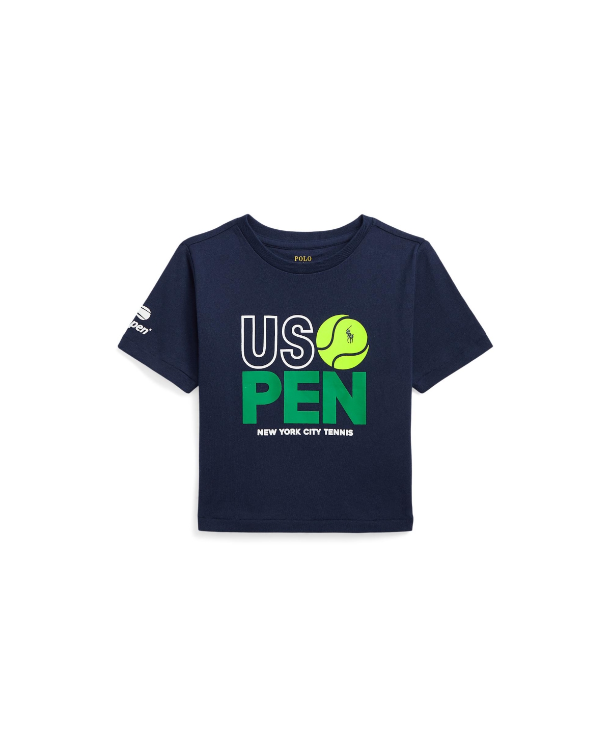 Polo Ralph Lauren Kids' Toddler And Little Girls Us Open Cotton Jersey Boxy T-shirt In Refined Navy