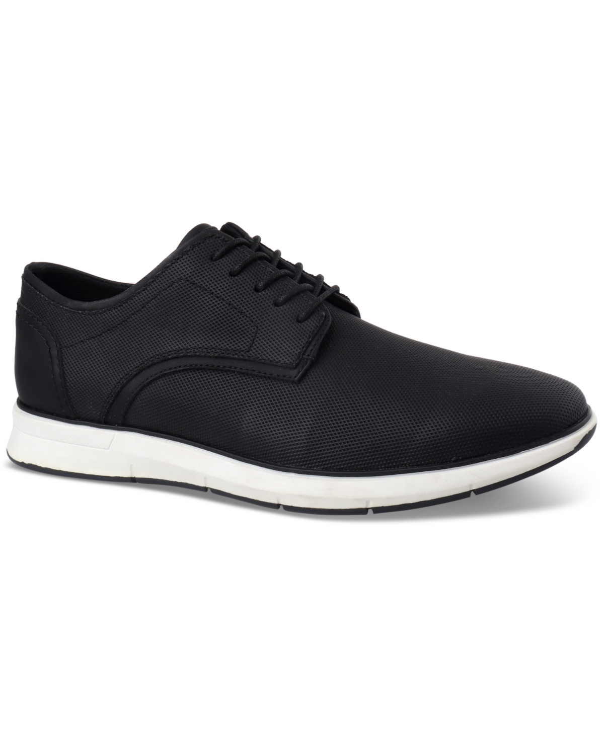 Shop Alfani Men's Dalton Textured Faux-leather Lace-up Sneakers, Created For Macy's In Black