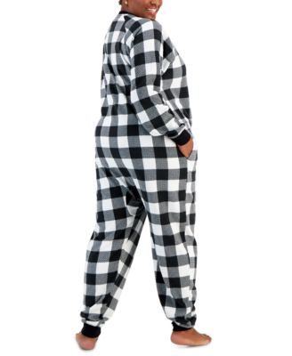Family Pajamas Matching Plus Size Checkered One-Piece Pajamas, Created for Macy's