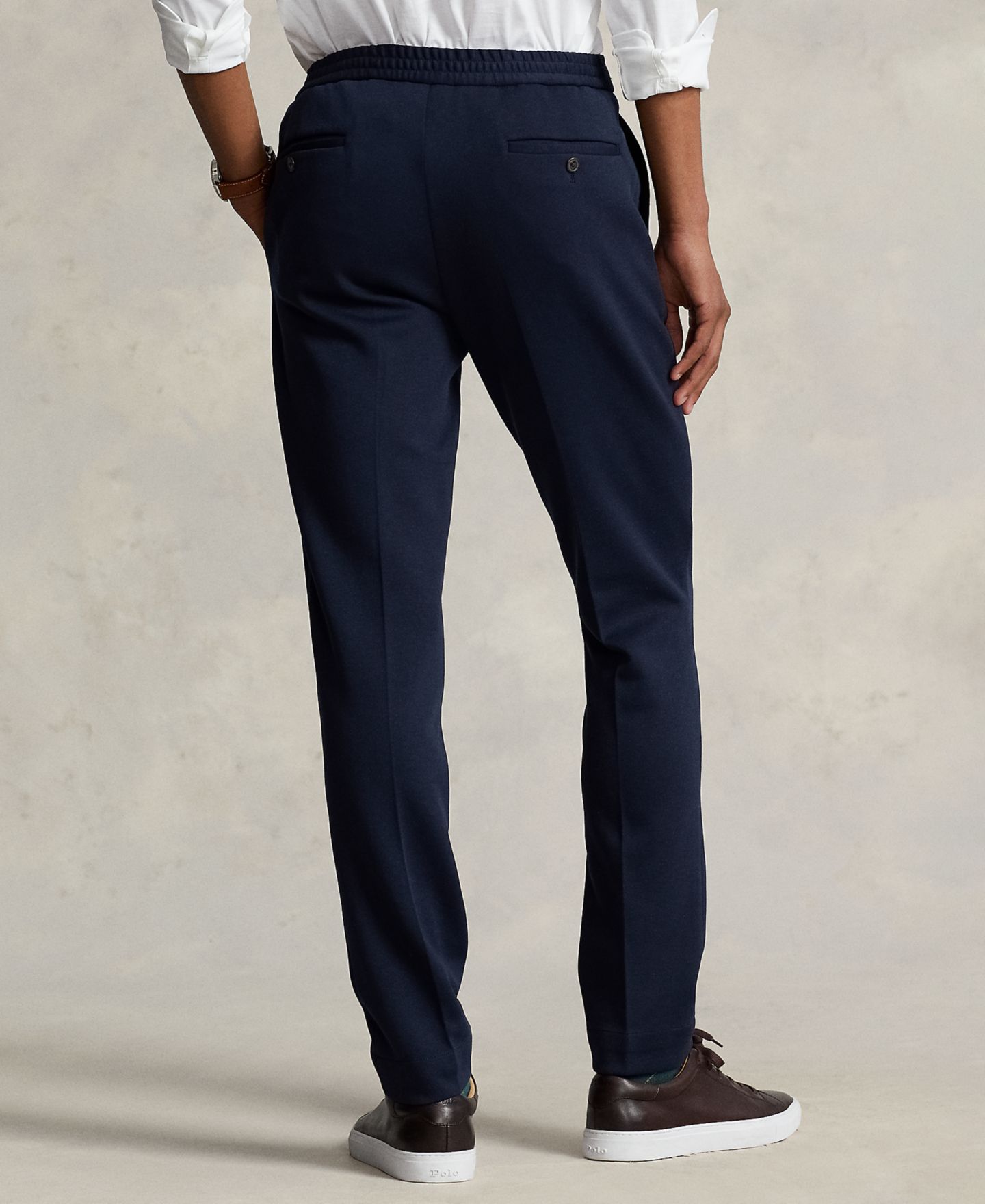 Мужские брюки Polo Ralph Lauren Pleated Double-Knit Suit Trousers, цвет: Тёмно-синий — фото 2