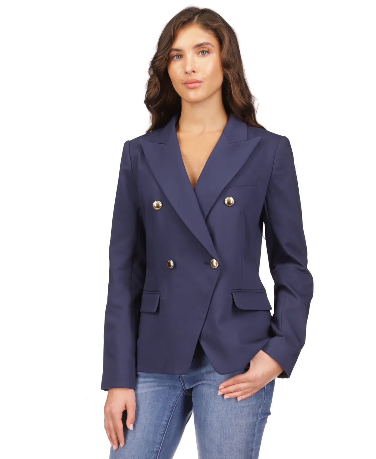 Michael Kors Michael  Double Breasted Blazer In Midnight Blue