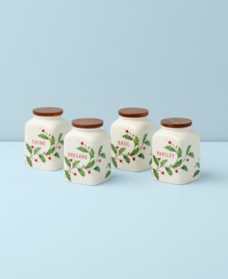 Holiday Cooking Spice Jars, Set of 4