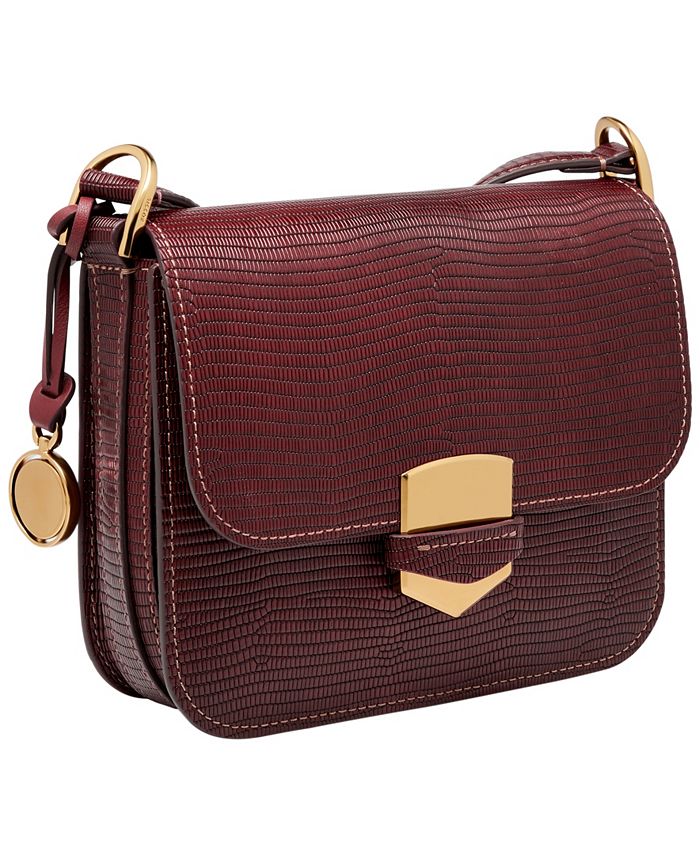 Fossil Lennox Lizard Embossed Leather Flap Crossbody Bag Macy's