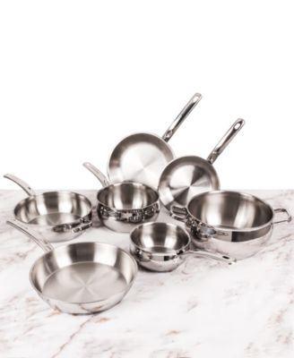 Belly Shape 12pc 18/10 Stainless Steel Cookware Set, Glass Lids