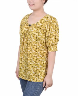 Petite Printed Balloon Sleeve Top