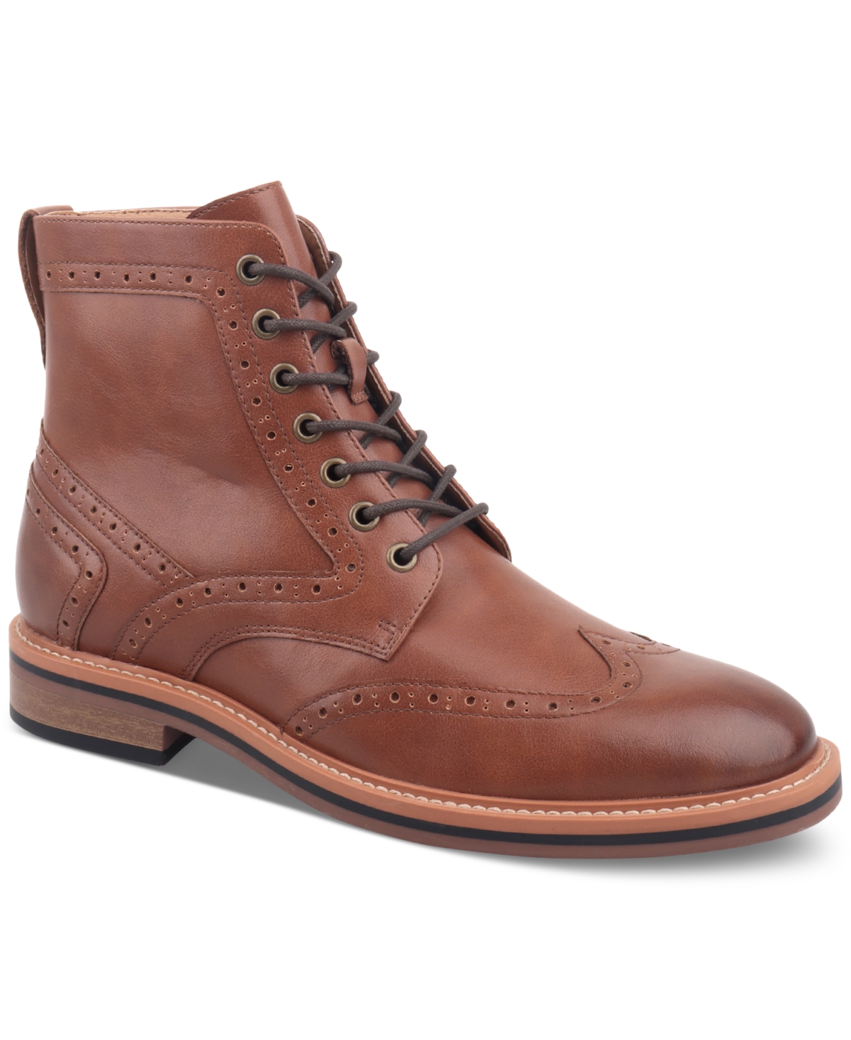Men's Axford Lace-Up Wingtip Boots, Created for Macy's - Tan