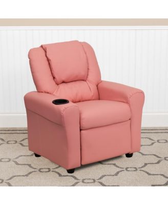 Contemporary Kids Single Wood Cup Holder, Headrest  Recliner Chair