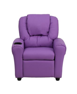 Contemporary Kids Single Wood Cup Holder, Headrest  Recliner Chair