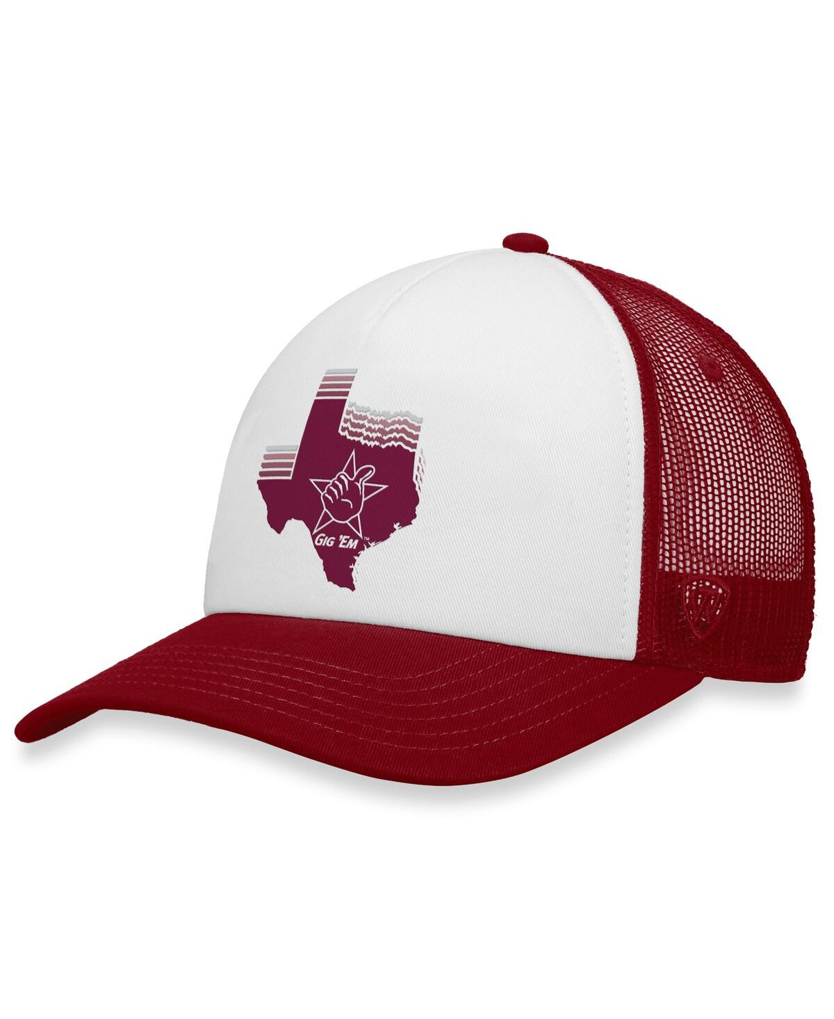 Top Of The World Men's  White, Maroon Texas A&m Aggies Tone Down Trucker Snapback Hat In White,maroon