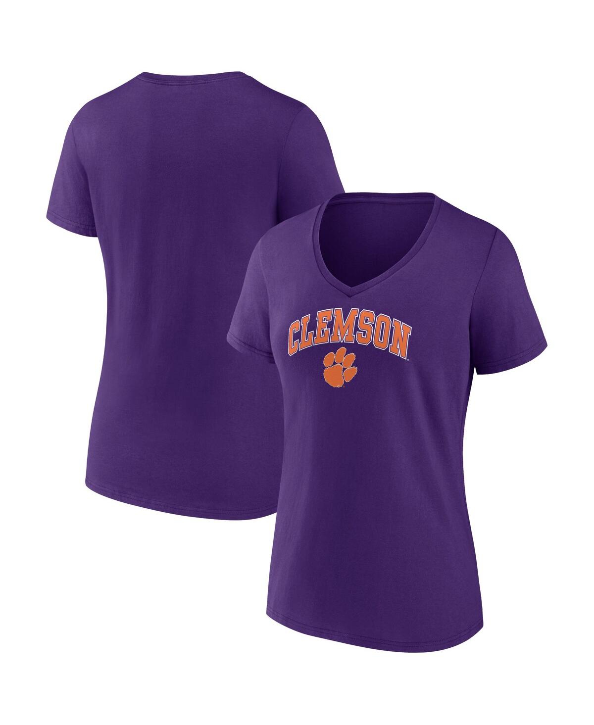 Fanatics Women's  Purple Clemson Tigers Evergreen Campus V-neck T-shirt In Purple