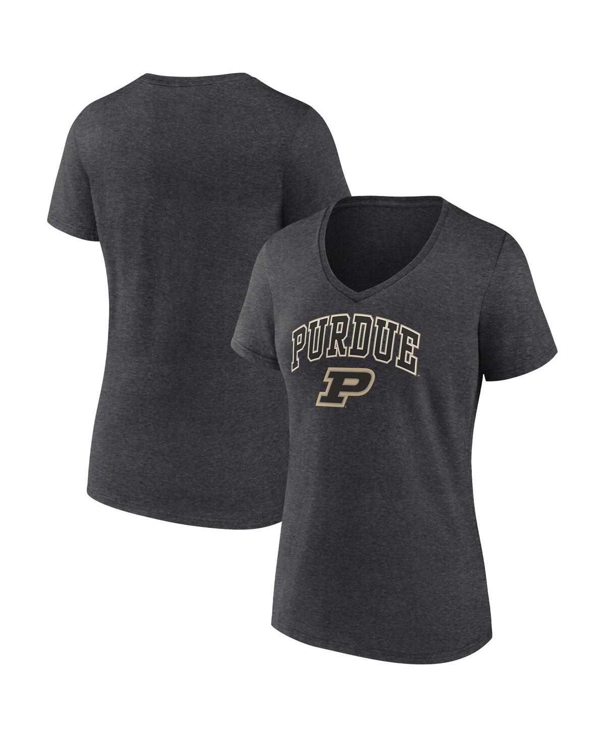 Women's FanaticsPurdue Boilermakers Evergreen Campus V-Neck T-shirt - Heather Charcoal