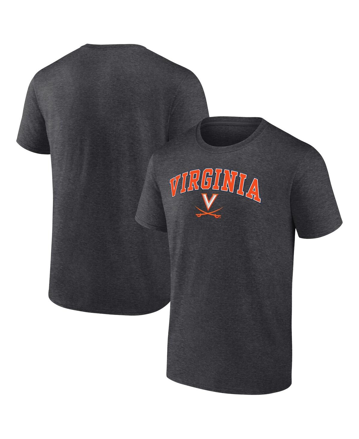 Shop Fanatics Men's  Heather Charcoal Virginia Cavaliers Campus T-shirt