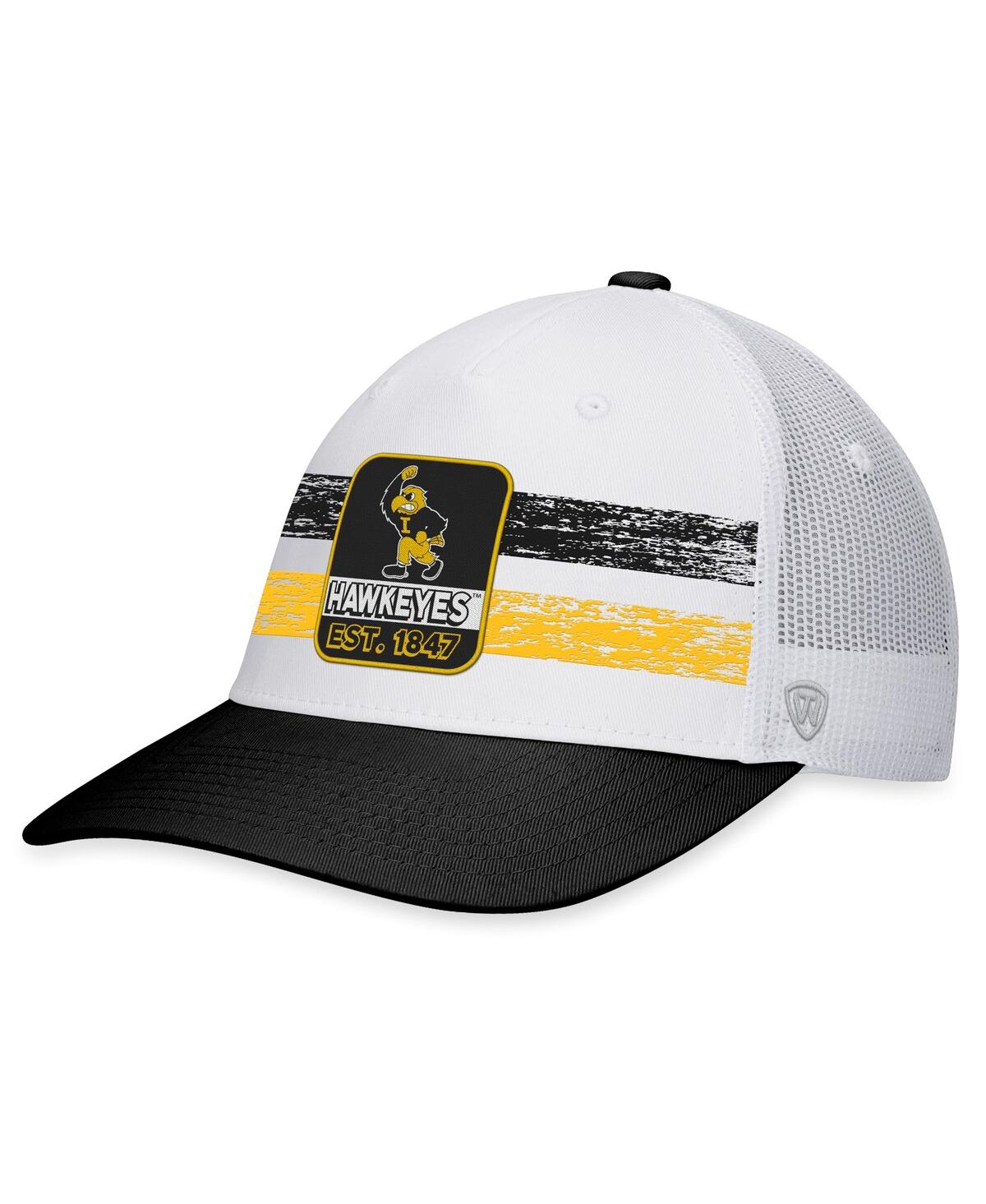 Top Of The World Men's  White, Black Iowa Hawkeyes Retro Fade Snapback Hat In White,black