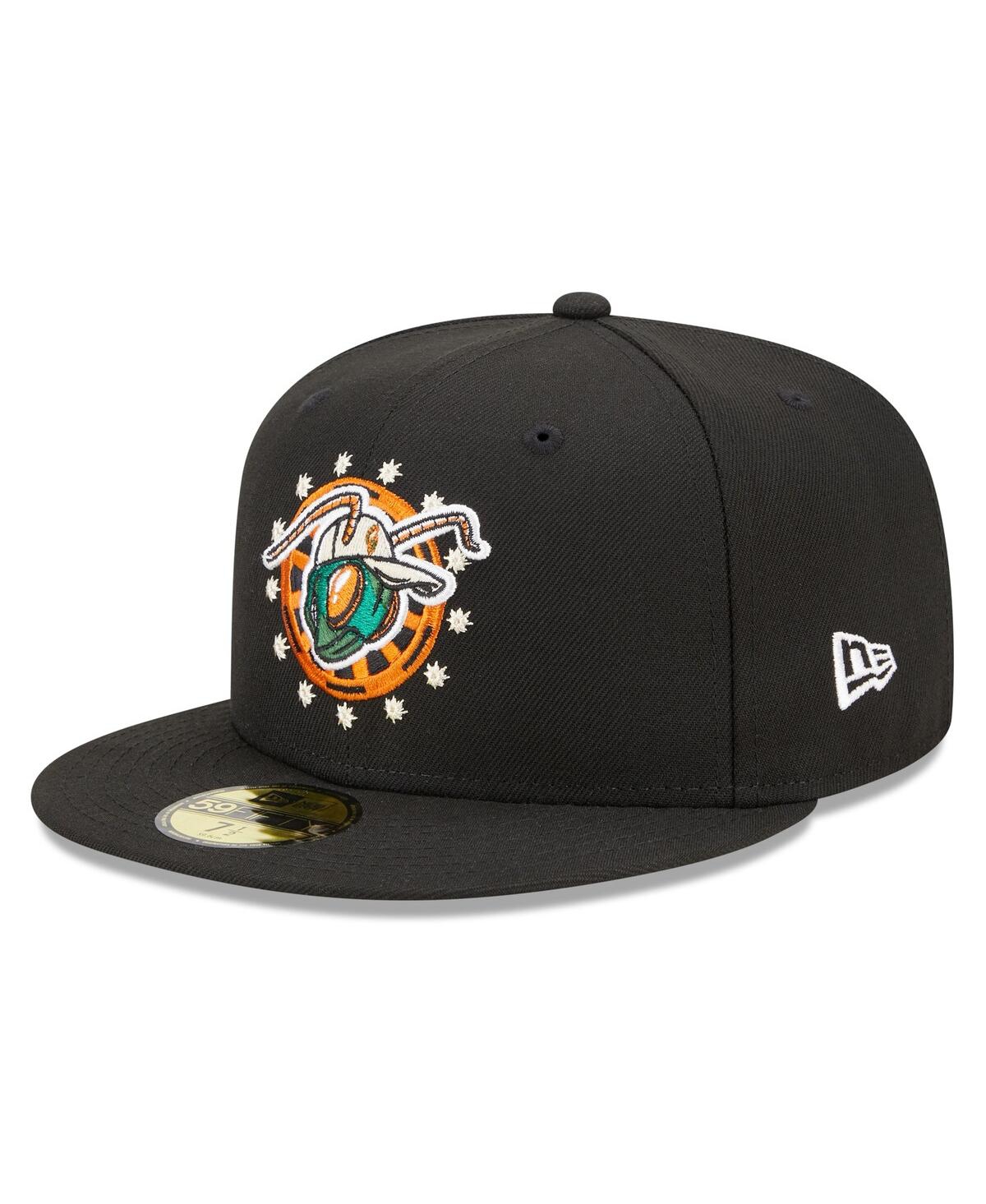 Shop New Era Men's  Black Greensboro Grasshoppers Marvel X Minor League 59fifty Fitted Hat