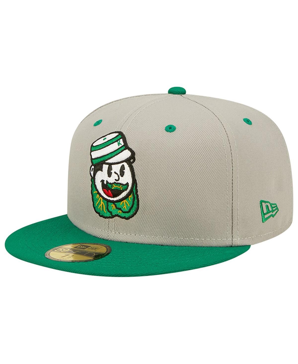 New Era Gray Down East Wood Ducks Kinston Collard Greens Theme Night 59fifty Fitted Hat In Gray,green