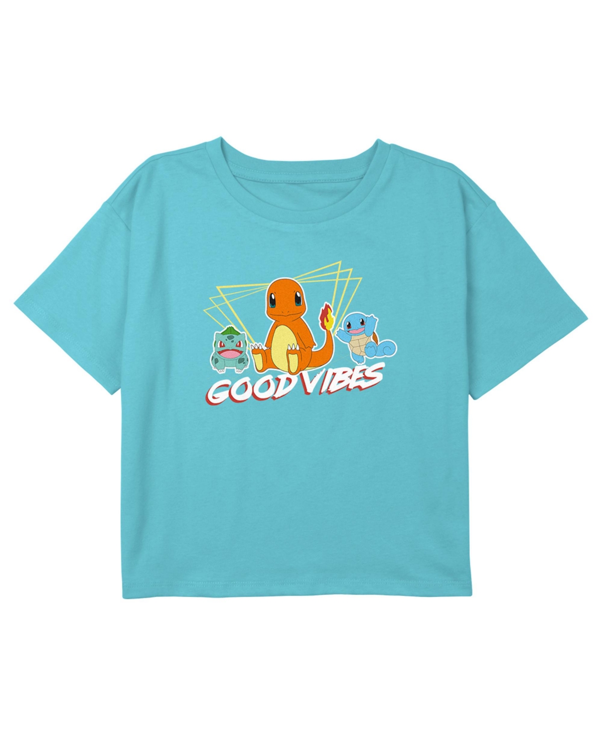 Nintendo Girl's Pokemon Three Starters Of Kanto Good Vibes Child T-shirt In Blue