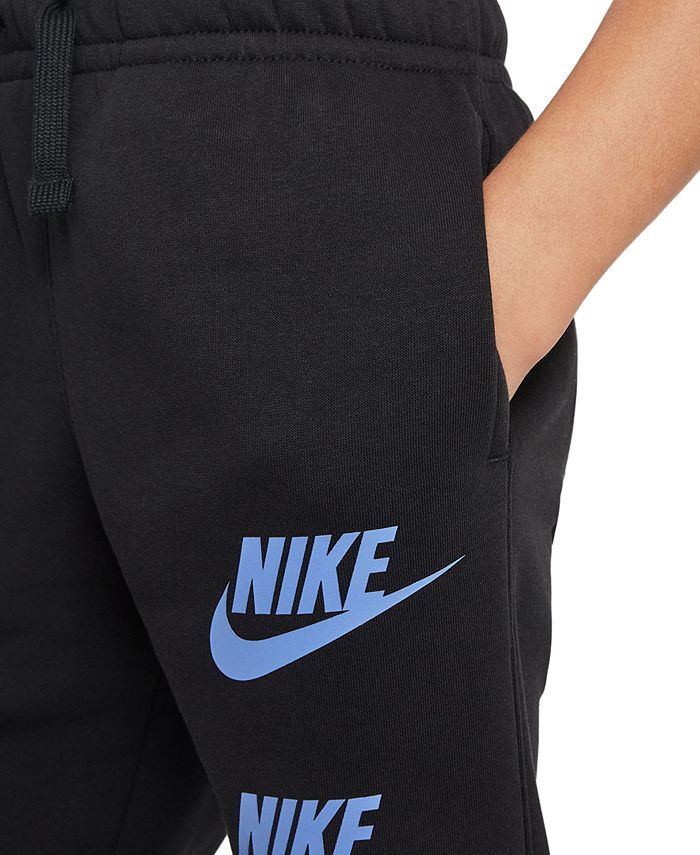 Nike Big Kids Sportswear Standard-Fit Logo-Print Fleece Cargo Joggers ...