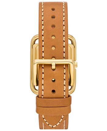 Tory Burch The Miller Square Watch with Leather Strap