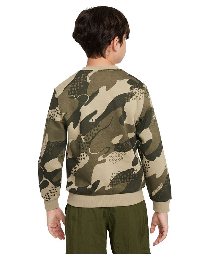 Nike Big Kids Sportswear Club Fleece Camo-Print Sweatshirt - Macy's