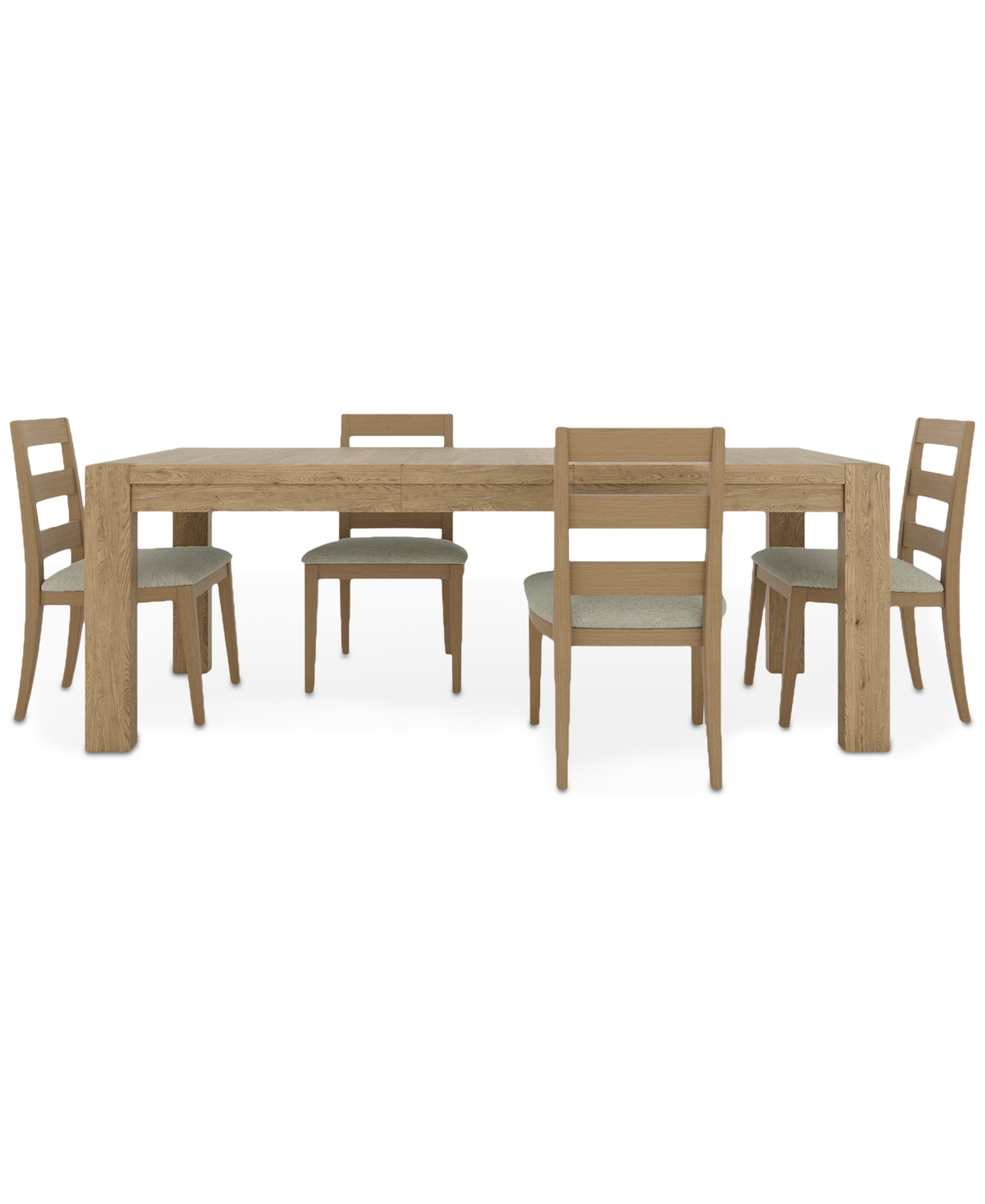 Furniture Davie Rectangle Dining 5pc Set (table + 4 Side Chair Upholstered Seat Ladder Back)
