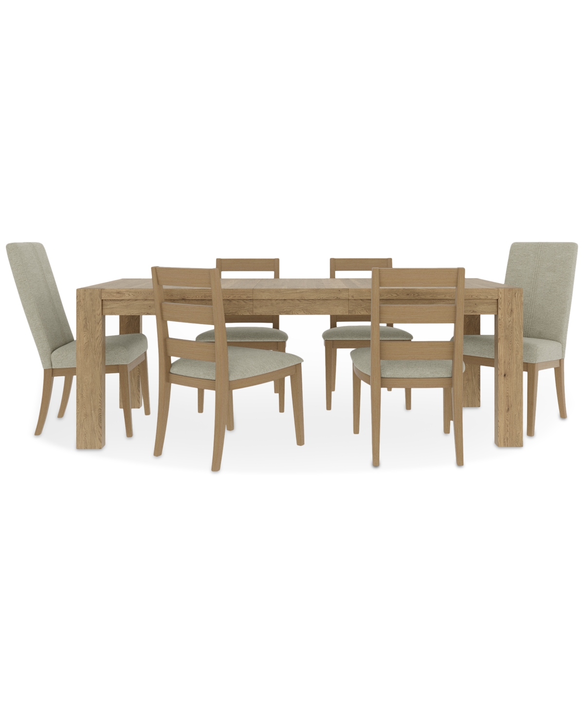 Furniture Davie Rectangle Dining 7pc Set (table + 2 Upholstered Chair + 4 Ladder Side Chair)